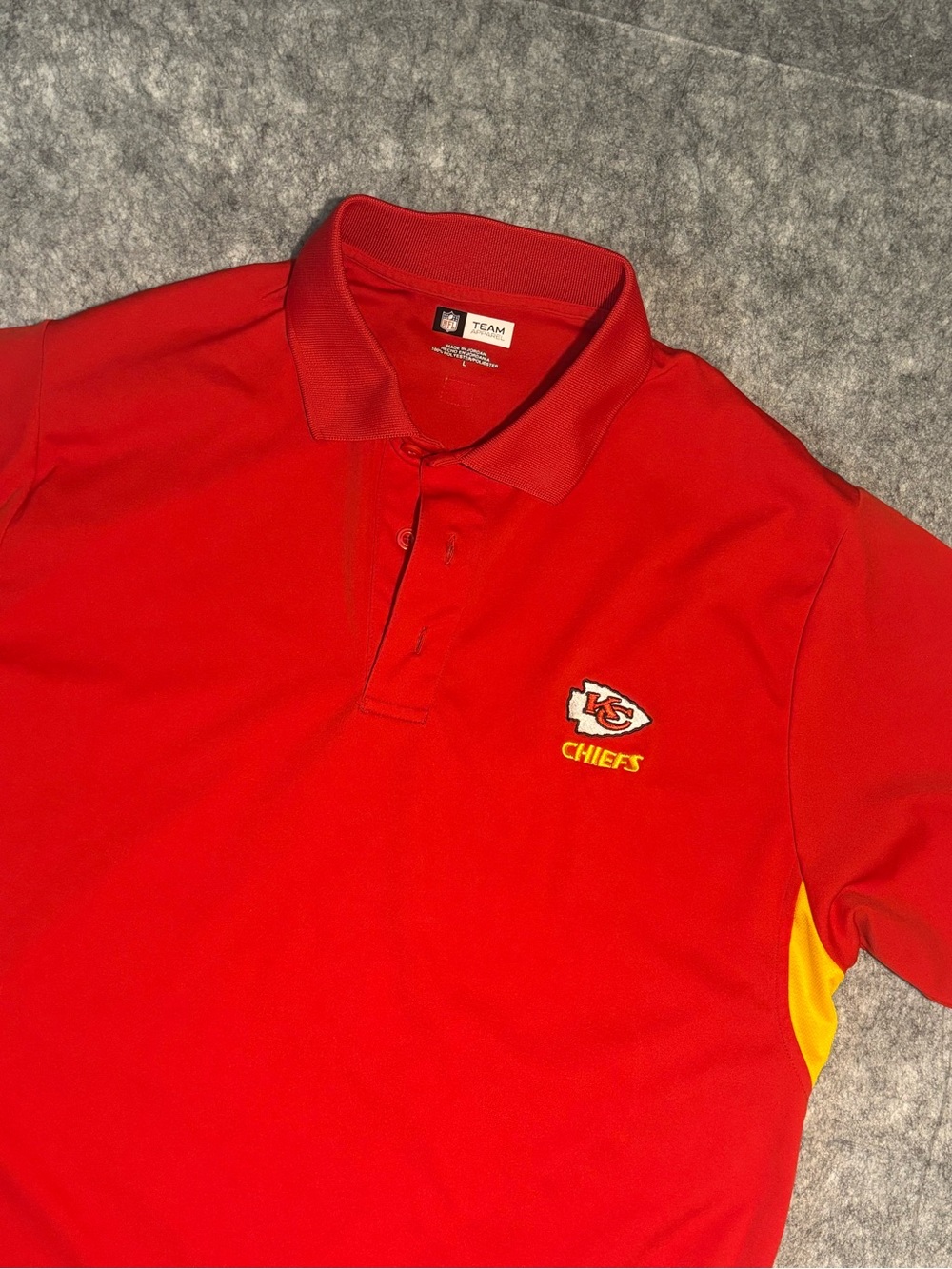 NFL Team Apparel Kansas City Chiefs NFL Polo Shirt Red Yellow Mens L